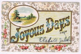 Postcard Embossed Joyous Days Pasture Forget Me Nots Roses 1910 - £3.15 GBP