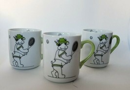 Vintage Gant Gaither Zoophisticates Coffee Cup COW PLAYING TENNIS  set of 3 - £58.97 GBP