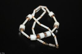 Classic Vintage Handmade White/Brown Beaded Necklace Accessory  16&quot; Length - $13.63 CAD
