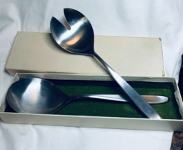 Vintage Serving Soup and Salad Spoons Mid Century Stainless Steel Japan - £10.72 GBP