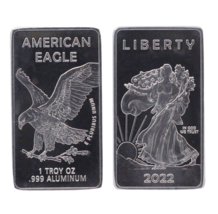 1 TROY OUNCE/OZ .999 Pure Aluminum (Al) Metal Walking Liberty Bar  Eagle Rare - £11.88 GBP