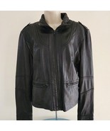 Kenneth Cole Reaction Women&#39;s Black Leather Zip Up Jacket Size: Large - $391.16 MXN