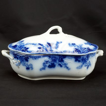 Flow Blue Semi Porcelain Covered Serving Dish Tureen  – Thomas Hughes &amp; Son - $67.73