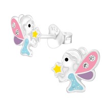 Fairy 925 Silver Stud Earrings with Crystals - £11.19 GBP