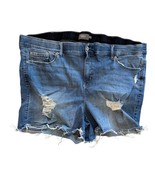 Torrid Womens Distressed Denim Shorts Size 24 Blue Cotton Blend Ripped Hem - $13.16