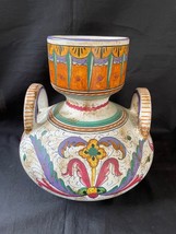 exclusive antique italy large handpainted deruta vase . Signed bottom - $478.68