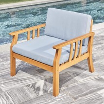 Vifah V1955 Kapalua Honey Nautical Curve Eucalyptus Wooden Outdoor Sofa Chair - £151.75 GBP