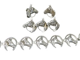 1950&#39;s Beau Sterling Horses Brooch Bracelet Screw Back Earrings Set - $173.25