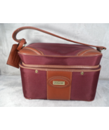 Vintage Jaguar Train Case Carry On Cosmetic Overnight Bag Burgundy 12&quot; x... - $29.65