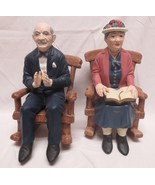 Vtg Scioto 1997 Grandparents  sitting on Rockers Praying Bible Hand Painted - £31.54 GBP