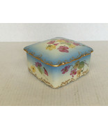 Vintage trinket box blue with floral design vanity display box made in F... - $34.60