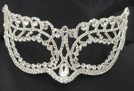 Crystal Bridal Clear Rhinestone Laser Cut Venetian Masquerade Mask Pear - £31.61 GBP