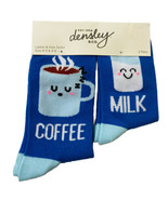 Densley &amp; Co Ladies &amp; Kid Coffee Milk Blue Socks 2 Pairs Low Cut Novelty - $14.92 CAD