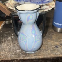 Vintage Czechoslovakia Lusterware Vase Blue Iridescent 2 Handles  - £12.81 GBP