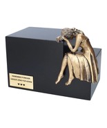 Casket for ashes with weeping woman sculpture Black box for ashes with m... - $231.00