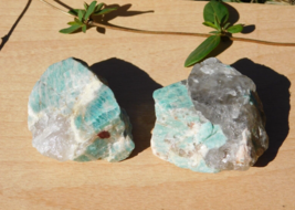 Amazonite with Smoky Quartz Crystal Set of Two Natural Rough Specimens - £20.45 GBP