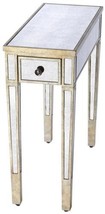 Accent Table Vintage Tapered Legs Distressed Antiqued Antique Pewter Gray Steel - £648.75 GBP