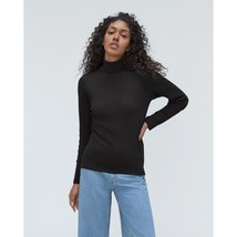 Everlane Womens The Pima Micro-Rib Turtleneck Top Long Sleeve Black S - £26.34 GBP