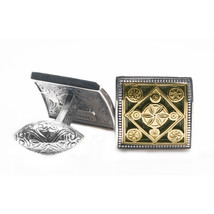  Gerochristo 7012 - Solid 18K Gold &amp; Silver Medieval Byzantine Cufflinks  - $1,250.00