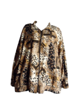 Erin London Full Zip Jacket Athleisure 100% Silk Animal Print Women Size 2x - $21.77