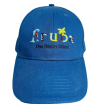 Aruba One Happy Island Baseball Hat Cap Palm Tree Adjustable Blue - £28.41 GBP