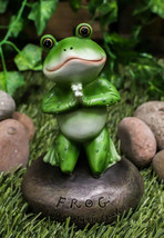 Frog Leap Of Faith Starts With Prayer On Both Knees Figurine Inspiration... - $22.99