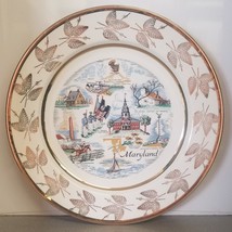 Homer Laughlin 10 In. State Capital and Landmarks Vintage Plate with Gold Accent - £15.63 GBP