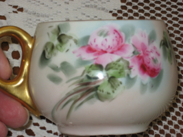 Bavarian-Peonies-Gold Accents-Iridescent Glaze-Hand Painted-Porcelain-CUP ONLY - £5.59 GBP