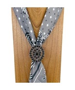 Western Silver Tone with Black Stones Wild Rag Scarf Slide - $470.41 MXN