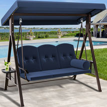 Balconera Deluxe Porch Swing 3Seat Steel Patio Chair w/Adjustable Canopy Cushion - £251.11 GBP