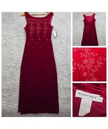 Vintage Rampage Dress Womens Large Red Maxi Velvet Glitter 90s Y2K Romantic - $79.95