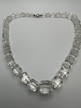 Antique Sterling Silver Graduated Square Crystal 1.2cm - 1.7cm Necklace 16.5&quot; - £90.27 GBP