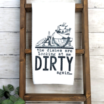 The Dishes Are Looking At Me Dirty Again - Waffle Weave Kitchen Hand Towel Decor - £6.79 GBP
