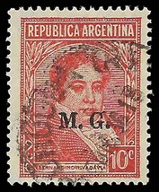 1936 ARGENTINA Stamp -Overprint &quot;MG&quot; Ministry of War 10c, SC#OD93 1195 - £0.76 GBP