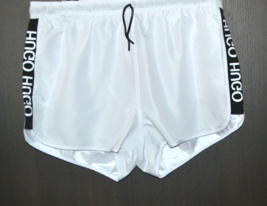 Hugo Boss White Black Trim Logo Men&#39;s Swim Shorts Beach Athletic Size 2XL - $69.82