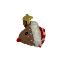 Vintage Hand-made Stuffed Reindeer Christmas Tree Ornament Miniature Plush  - £7.55 GBP