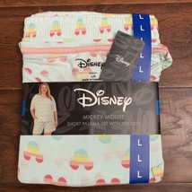 Disney Women&#39;s Rainbow Pride Mickey Mouse Pajama Short Sleeve Set Size L NWT  - £23.71 GBP