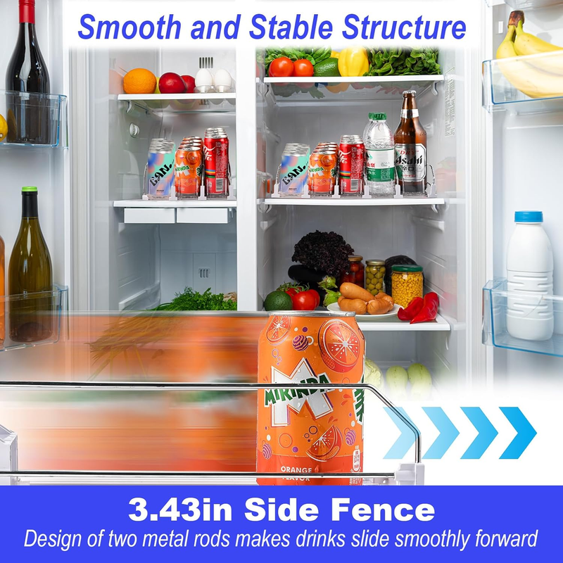 Drink Organizer for Fridge (Adjustable Width), 16.5” D Soda Can Fridge Drink Org Item image 2