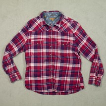 Jacks Girlfriend Red Flannel Pearl Snap Up Longsleeve Cowgirl Shirt Size Large - £14.60 GBP