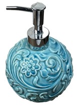 Sanctuary Dryly Turquoise Blue CERAMIC,3D Sphere Floral Soap Dispenser - £17.74 GBP