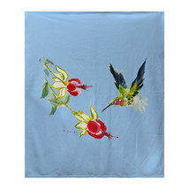 Betsy Drake Betsy&#39;s Hummingbird on Blue Fleece Blanket - £51.68 GBP