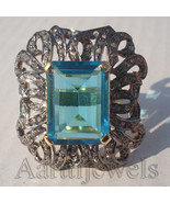 Victorian 2.50ct Rose Cut Diamond Blue Topaz Sparkling Wedding Ring - £638.50 GBP