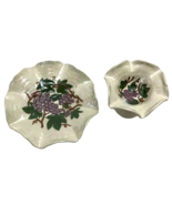 Grapes 2 Pc Candy Dish and Footed Compote Ceramic Luster Set 2 Vtg 1968 - £34.75 GBP