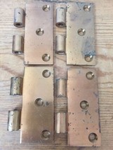 Lot of 4 Vtg Copper Steel Primitive Rustic Single Side Door Hinges 3.5&quot; ... - £18.01 GBP