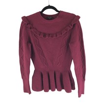 Ted Baker London Elsahi Yoke Detail Peplum Sweater In Maroon Burgundy 2 US 6 - £30.81 GBP