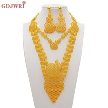 Fashion Necklace&amp;Earrings Jewelry Set Dubai Gold Color French For Women Bridal W - £34.87 GBP