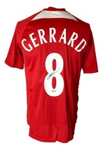 Steven Gerrard Liverpool Autografato Rosso Calcio Maglia Bas - £190.82 GBP