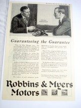 1919 Ad Robbins &amp; Myers Motors Springfield, Ohio Guaranteeing the Guarantee - $8.99