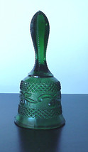 Vintage Glass Emerald Green Glass Bell Dinner Bells Diamond Cut Look Glass Bell - £15.72 GBP