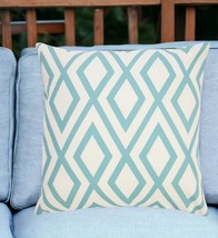 20&quot; Aqua and White Geometric Indoor Outdoor Throw Pillow - $67.99